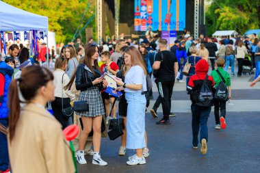 19 Mayıs 2023 Beltsy, Moldova. Resimli editör kullanımı için. İnsanlar Amerika Günü 'nü kutluyor