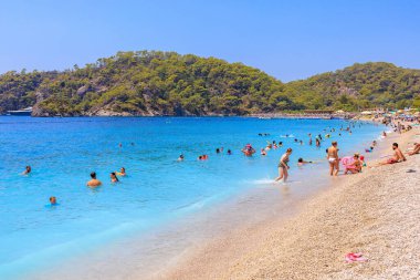 11 Ağustos 2023 Oludeniz Turkey. Resimli editör kullanımı için. Meşhur popüler Oludeniz plajı