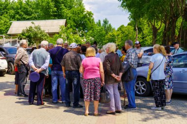 26 Mayıs 2023 Beltsy, Moldova. Resimli editör kullanımı için. Merkezi ısıtma için yüksek fiyatlar nedeniyle protesto veya miting