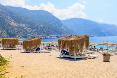 11 Ağustos 2023 Oludeniz Turkey. Resimli editör kullanımı için. Meşhur popüler Oludeniz plajı