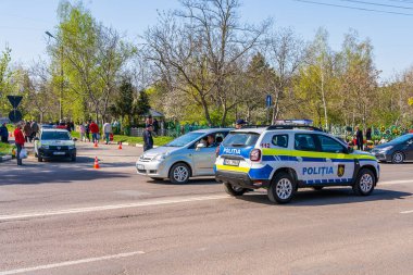 23 Nisan 2023 Beltsy, Moldova. Resimli editör kullanımı için. Polis arabası.