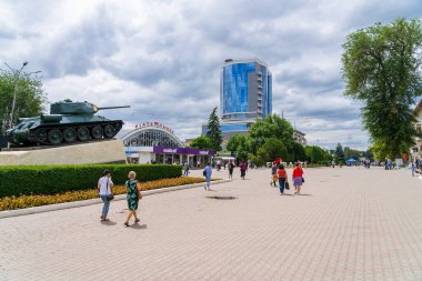 23 Haziran 2022 Beltsy, Moldova. Resimli editör kullanımı için. İkinci Dünya Savaşı 'nın efsanevi Tankı Anıtı