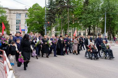 9 Mayıs 2023 Beltsy, Moldova. Resimli editör kullanımı için. Zafer geçidi.