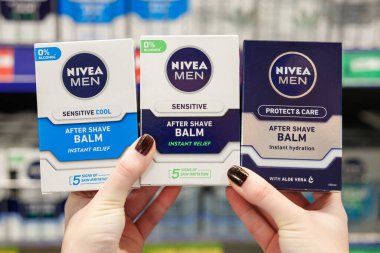 11 Ekim 2023 Beltsy, Moldova. Resimli editör kullanımı için. Nivea tıraş losyonu