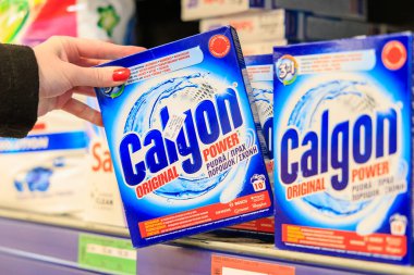 11 Ekim 2023 Beltsy, Moldova. Resimli editör kullanımı için. Ürün Calgon