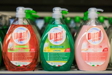 11 Ekim 2023 Beltsy, Moldova. Resimli editör kullanımı için. Bulaşık deterjanı