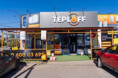 18 Ekim 2022 Beltsy, Moldova. Resimli editör kullanımı için. Teploff tesisat ve ısıtma mağazası.