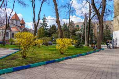 26 Mart 2023 Beltsy, Moldova. Resimli editör kullanımı için. Şehirde ilkbahar.