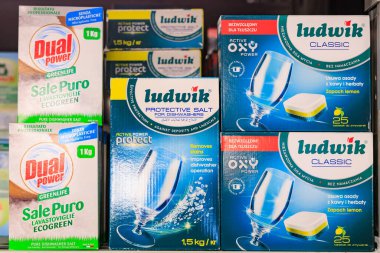 11 Ekim 2023 Beltsy, Moldova. Resimli editör kullanımı için. Bulaşık deterjanı