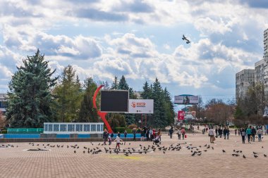 26 Mart 2023 Beltsy, Moldova. Resimli editör kullanımı için. Merkez Şehir Meydanı