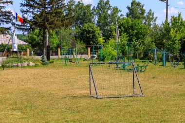 Çocuk parkı. Seçici odaklı arkaplan ve metin için alanı kopyala