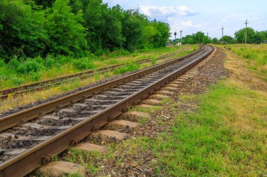 Demiryolu. Seçici odaklı arkaplan ve metin için alanı kopyala