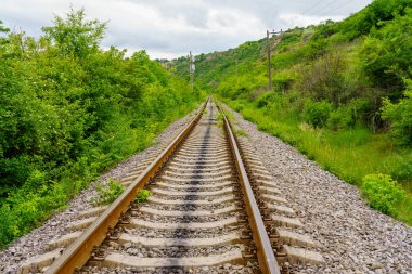 Demiryolu. Seçici odaklı arkaplan ve metin için alanı kopyala