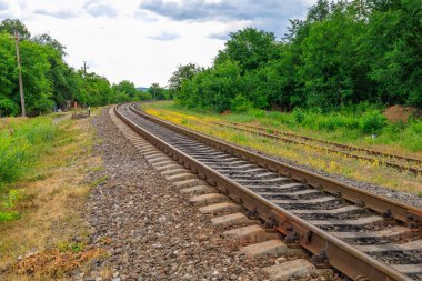 Demiryolu. Seçici odaklı arkaplan ve metin için alanı kopyala