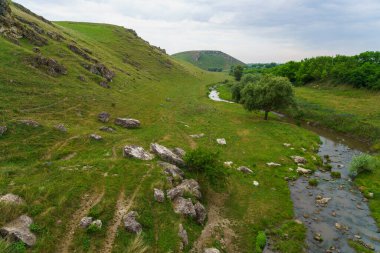 Hilly Vadisi. Seçici odaklı arkaplan ve metin için alanı kopyala.
