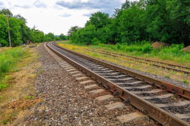 Demiryolu. Seçici odaklı arkaplan ve metin için alanı kopyala