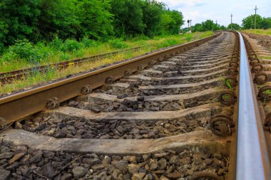 Demiryolu. Seçici odaklı arkaplan ve metin için alanı kopyala