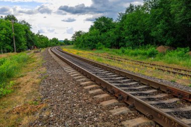 Demiryolu. Seçici odaklı arkaplan ve metin için alanı kopyala