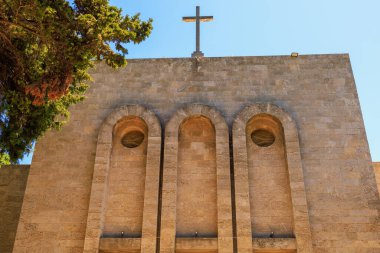 Katolik Kilisesi. Seçici odaklı arkaplan ve metin için alanı kopyala