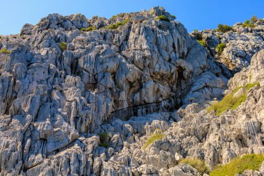 Güzel kayalar. Seçici odaklı arkaplan ve metin için alanı kopyala