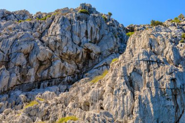 Güzel kayalar. Seçici odaklı arkaplan ve metin için alanı kopyala