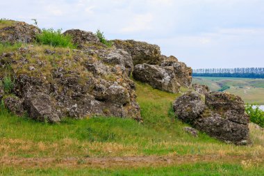 Rocky doğa. Seçici odaklı arkaplan ve metin için alanı kopyala.
