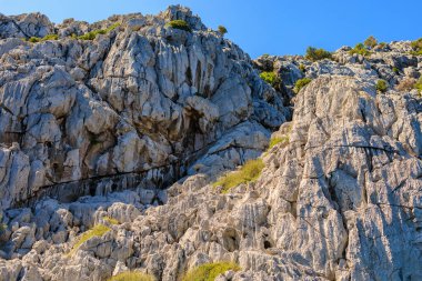 Güzel kayalar. Seçici odaklı arkaplan ve metin için alanı kopyala