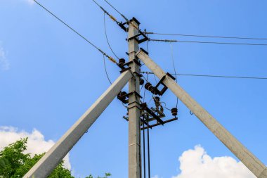 Kablolu direk. Seçici odaklı arkaplan ve metin için alanı kopyala