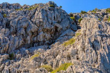 Güzel kayalar. Seçici odaklı arkaplan ve metin için alanı kopyala