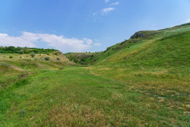 Hilly Vadisi. Seçici odaklı arkaplan ve metin için alanı kopyala.
