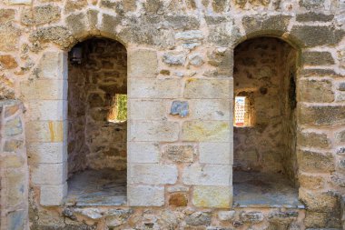 Marmaris şehrinin antik şehir kalesi. Seçici odaklı arkaplan ve metin için alanı kopyala.