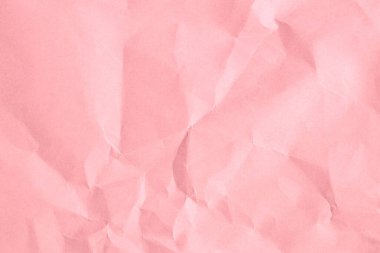 Buruşuk pembe kağıt dokusu, kırışıklıklar ve kırışıklıklar..