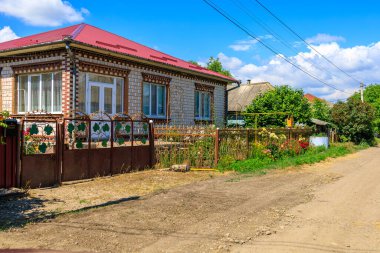 Moldova köyü. Seçici odaklı arkaplan ve metin için alanı kopyala