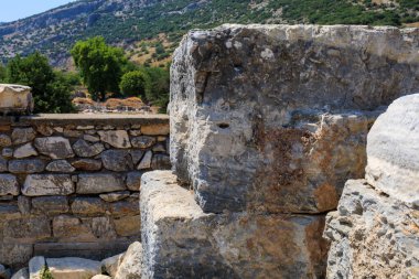 Antika duvar. Seçici odaklı arkaplan ve metin için alanı kopyala