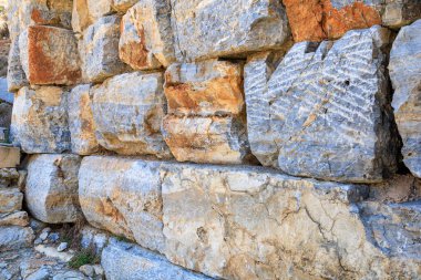 Antika duvar. Seçici odaklı arkaplan ve metin için alanı kopyala