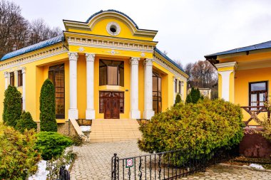 Eski manastır. 2 Aralık 2023 Hincu Moldova. Metin için kopyalama alanı olan dini arkaplan