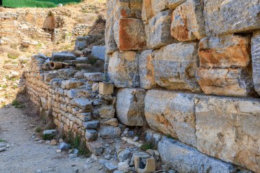 Antika duvar. Seçici odaklı arkaplan ve metin için alanı kopyala