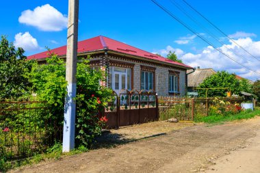 Moldova köyü. Seçici odaklı arkaplan ve metin için alanı kopyala