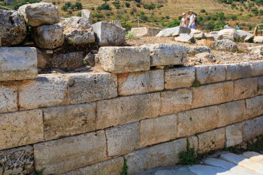 Antika duvar. Seçici odaklı arkaplan ve metin için alanı kopyala