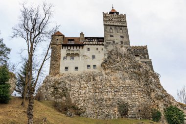 Rocky Hill 'deki görkemli kepek şatosu yapraksız ağaçlarla çevrili..