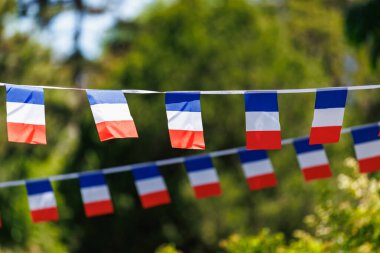 Açık havada gün ışığında Fransız bayraklarıyla kutlama..