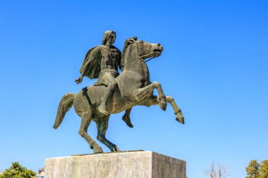 Büyük İskender anıtı. Uzayı kopyala. 8 Ağustos 2024 Selanik Yunanistan