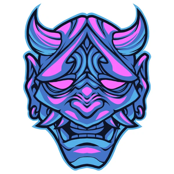 Demon Head Mask Logo Gaming — Stock Vector