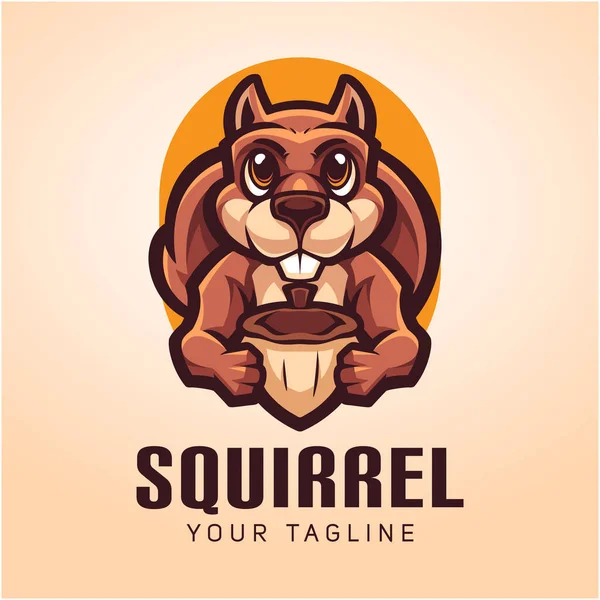 squirrel mascot logo holding pine cone