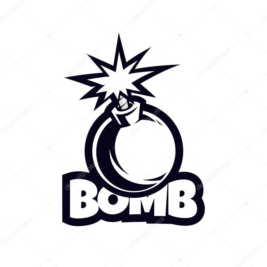 Bomb explosion mascot logo for sport and esport line art