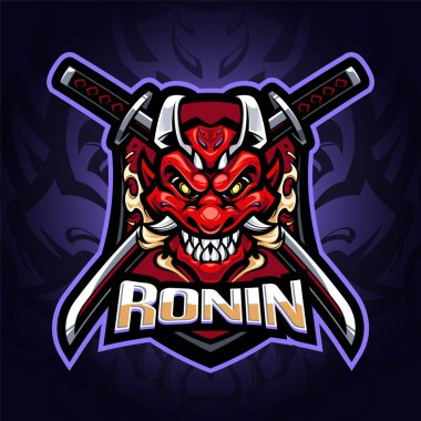 Ejder Ronin Ninja Maskot esport logosu tasarımı