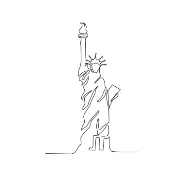 Amerikan sembolü Özgürlük Heykeli 'nin aralıksız çizimleri. Aktif darbeyle el çizimi özgürlük heykeli. 
