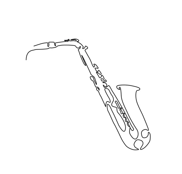 Saxofoon Continue Lijn Vector Illustratie Enkele Lijntekening Van Klassieke Saxofoon — Stockvector