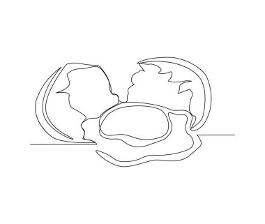 Continuous one line drawing of Chicken Egg. Broken Egg line art drawing vector illustration. 