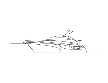 Continuous one line drawing of Yacht. Boat line art drawing vector illustration. Luxury boat hand drawn.